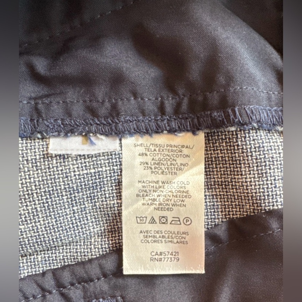 EUC ANN TAYLOR Cotton-Linen Textured Wide Leg Trousers In Blue-Gray Size 2 - Picture 9 of 9
